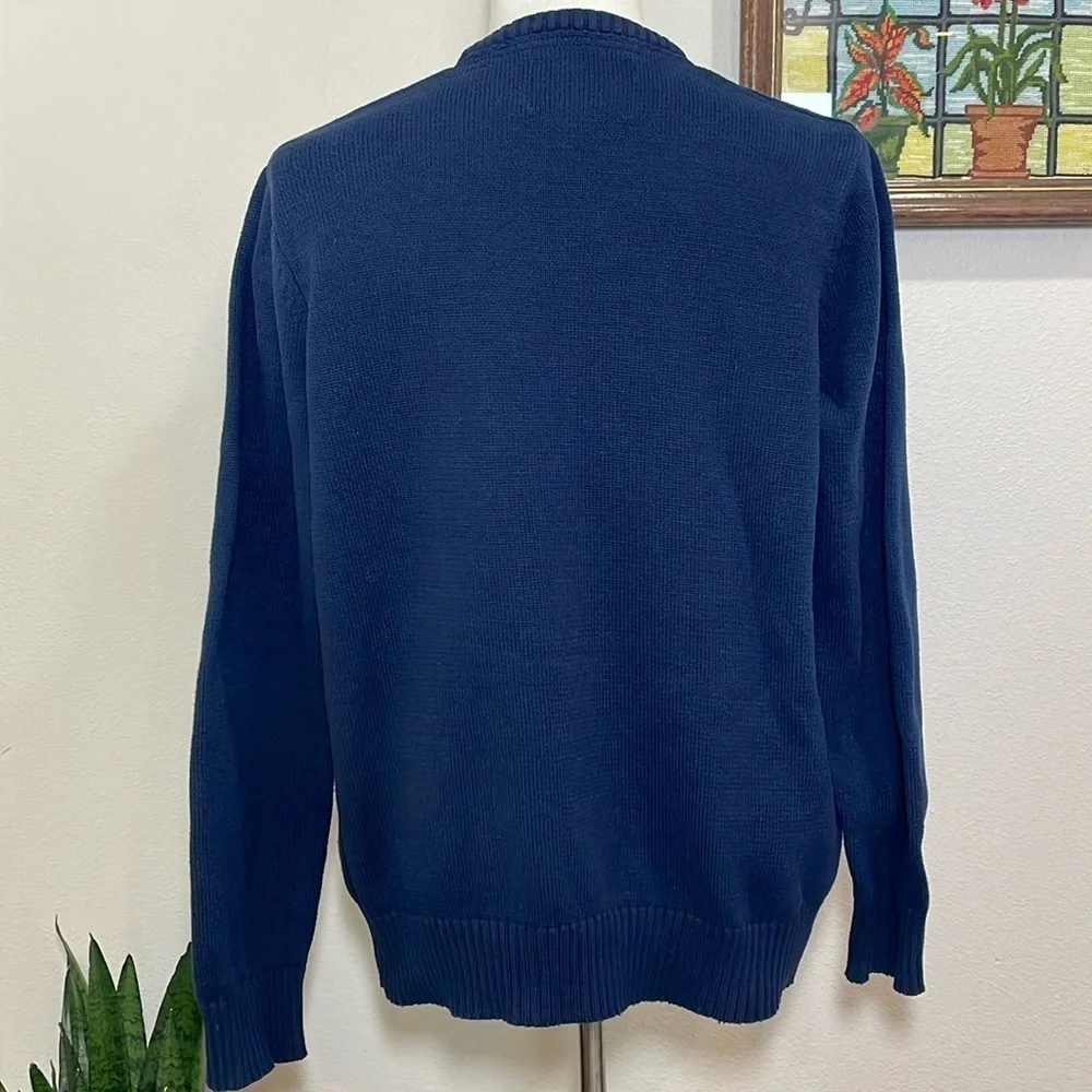 Eddie Bauer Chunky Dad Grandpa Sweater Unisex Men Women Navy Blue Size Large - Picture 5 of 10